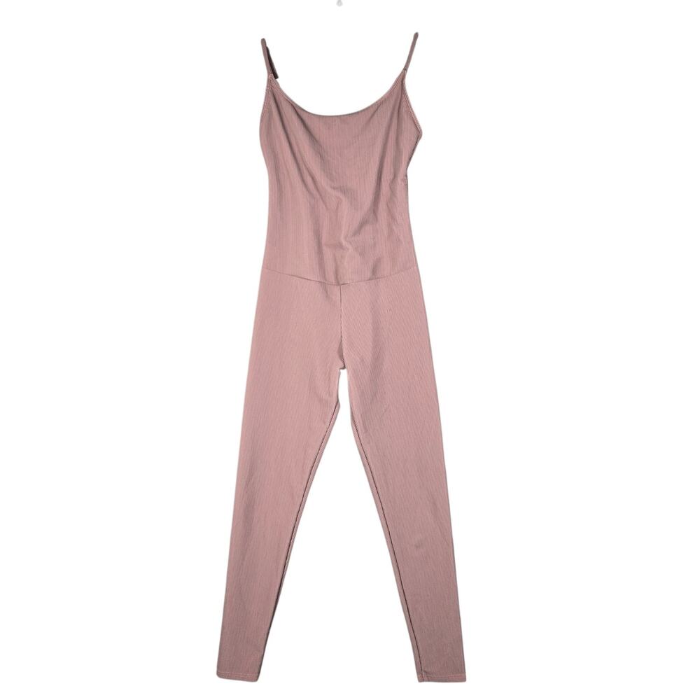 Onzie Jumpsuit Small Medium Mauve Ribbed Unitard Yoga Dance Lounge Activewear‎